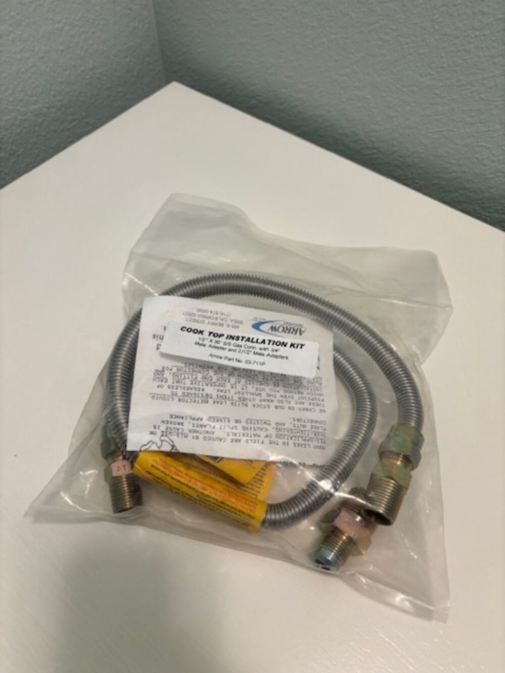 NEW Arrow Gas Cooktop Installation Kit 36-Inch Length - never used!